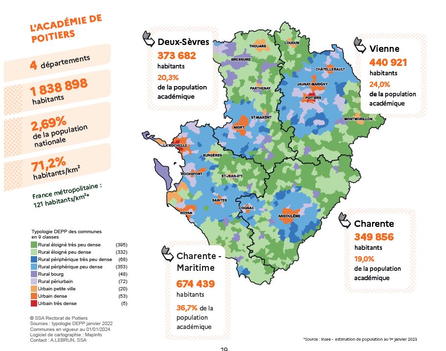 Carte de l'académie de Poitiers